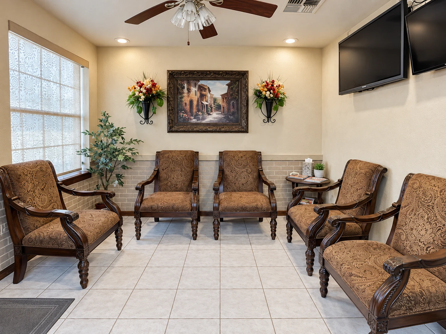 The reception lobby at Lakehills Dental Center.