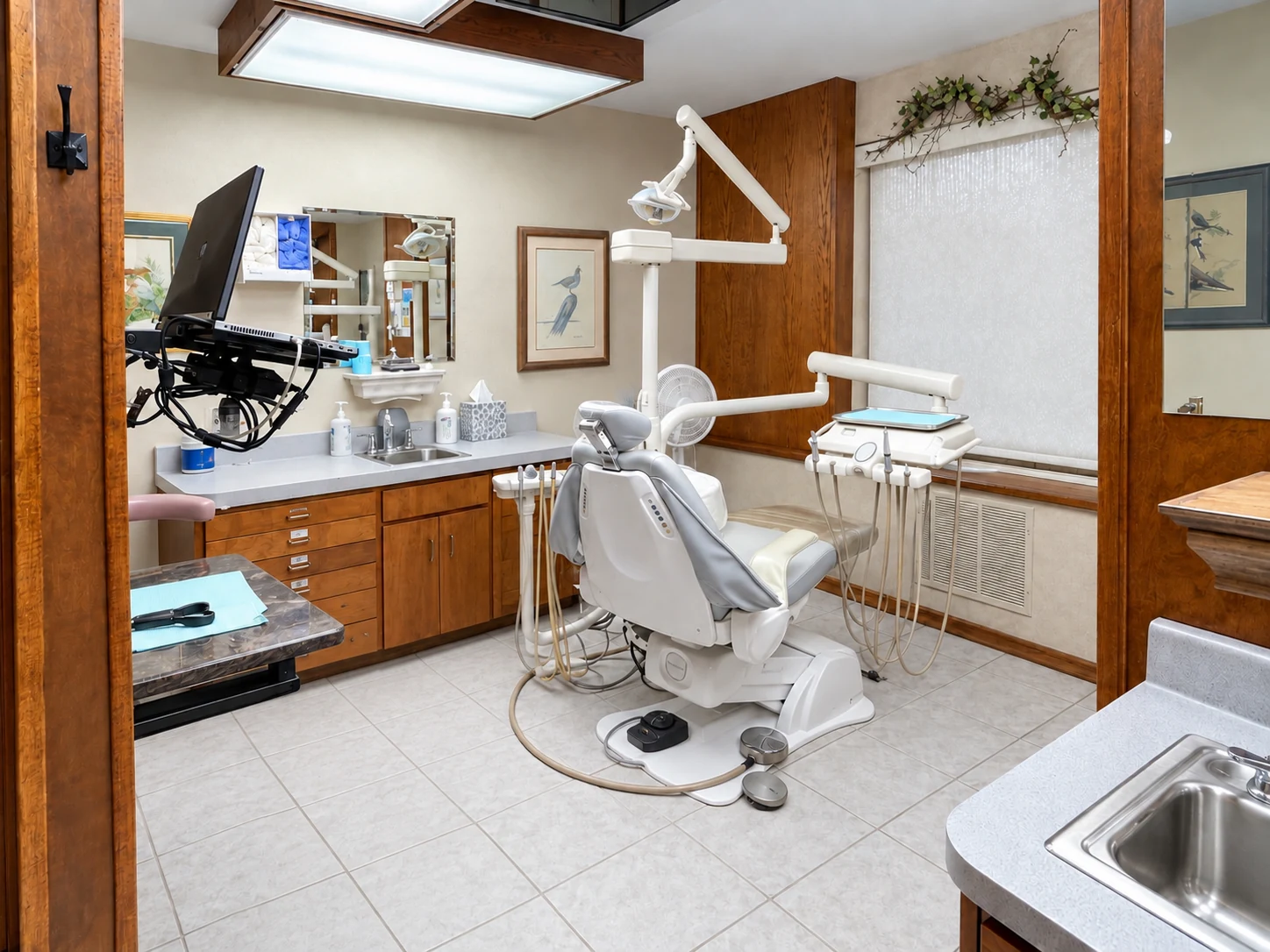 A prepared treatment room inside Lakehills Dental Center.